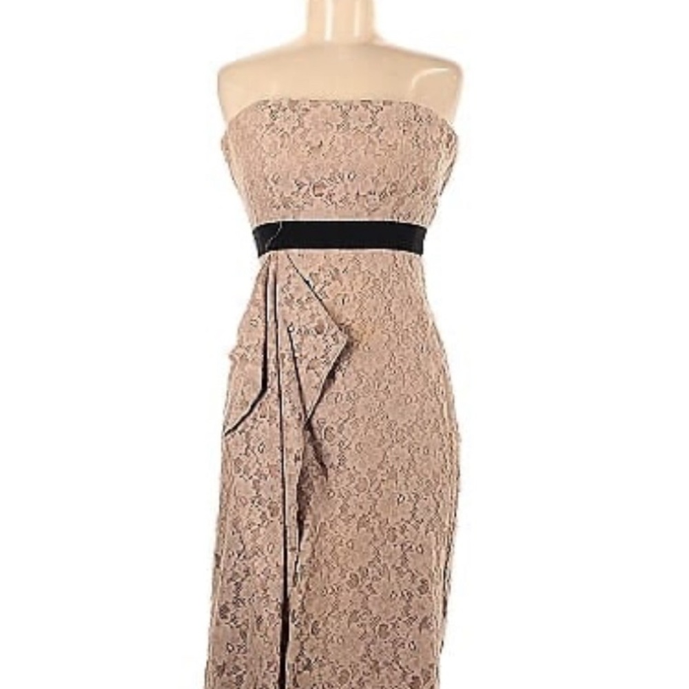 BCBG Maxazria tan strapless dress